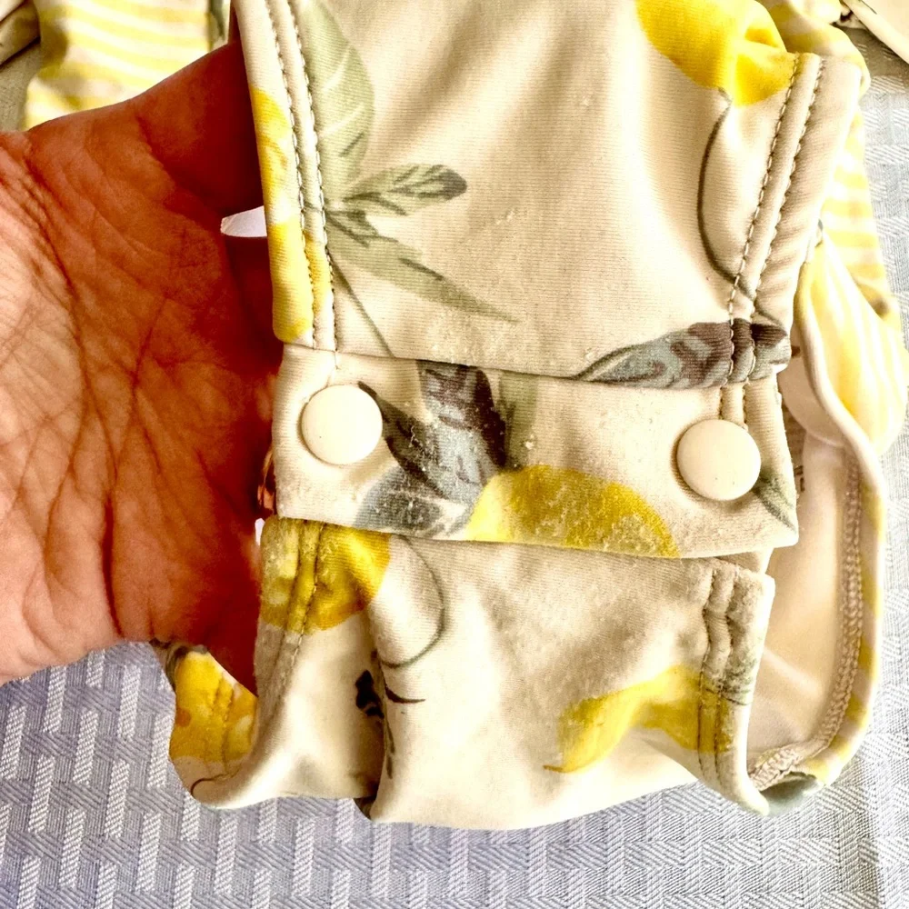 Jessica Simpson Toddler Girl Lemon Print Ruffle Rash Guard‎ Swimsuit Yellow 24M
